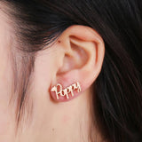 Cursive Stud Earrings